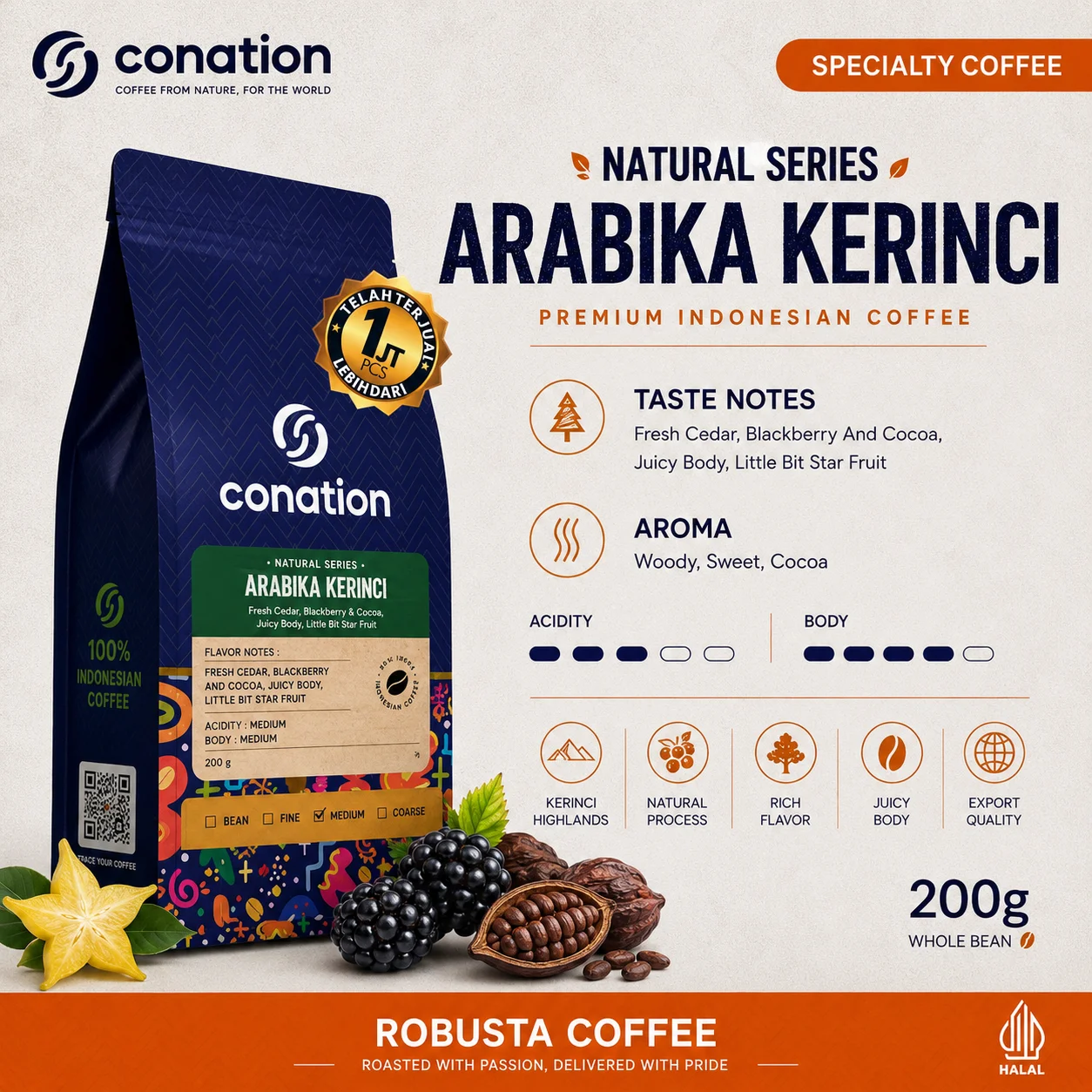 Arabika Kerinci - Indonesian Specialty Coffee Beans | Conation Export