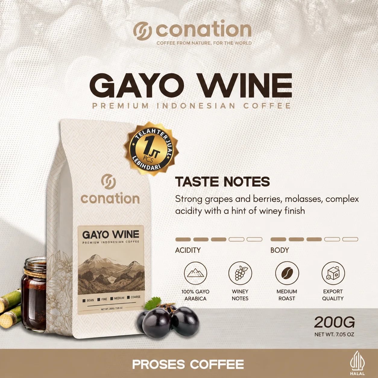 Gayo Wine - Indonesian Specialty Coffee Beans | Conation Export