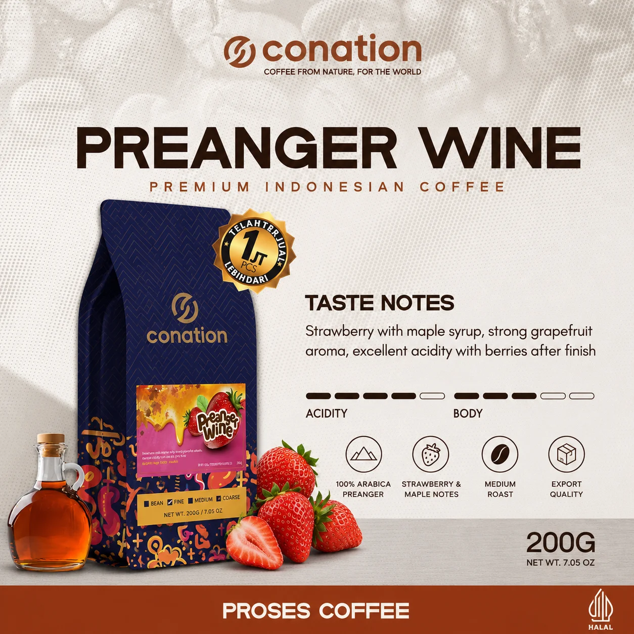 Preanger Wine - Indonesian Specialty Coffee Beans | Conation Export